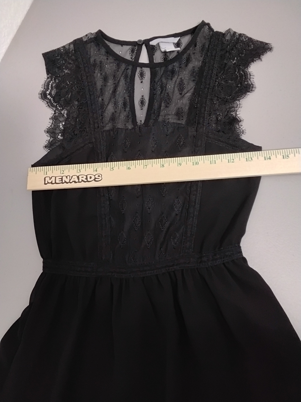 H&M Black Lace Yoke Midi Dress Size 2 - Picture 6 of 9